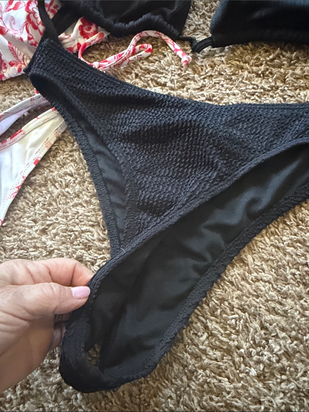 Reversible Blue Ribbed Tie-Side Bikini Set - Picture 6 of 7
